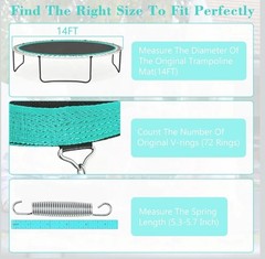 Trampoline Replacement Mat Fit 14 Ft round Trampoline with 72 V-Rings (MAT ONLY)