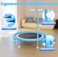 Mini Trampolín Fitness 40″ Plegable con Barra Ajustable, Soporta 330 lb