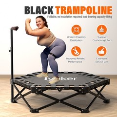 40″ Heavy-Duty Mini Trampoline, 330LBS Foldable Rebounder with Handle Bar Set
