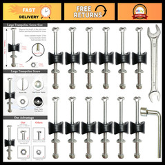 12 PCS 3.7 Inch Trampoline Screws & Bolts, Anti-Loose Replacement Parts Set