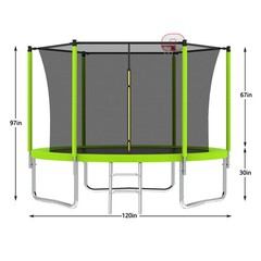 10ft Trampoline with Ladder Adults Kids Outdoor ASTM Approved Safety Trampolines
