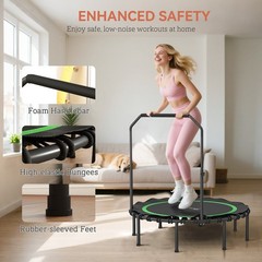 Mini Fitness Trampoline 48 Inch Foldable with Adjustable Handle Bar Adult 330lbs
