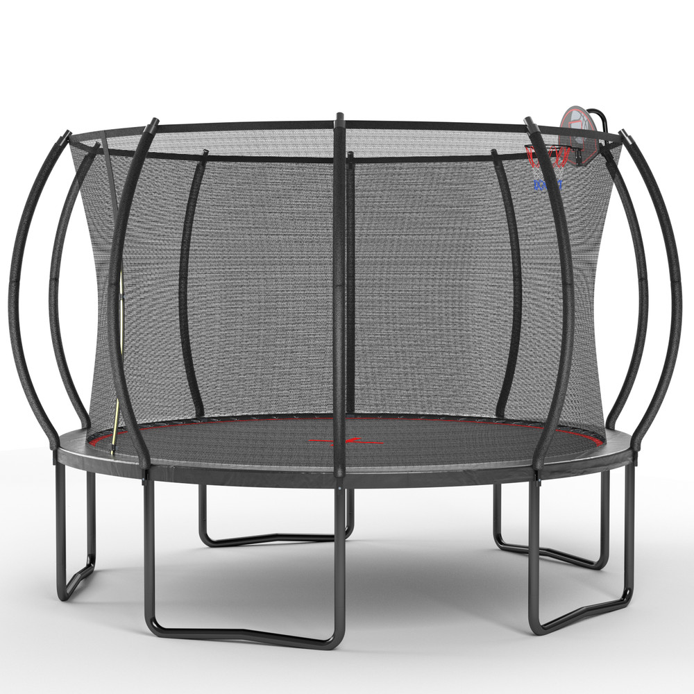 YC 12FT Durable Pumpkin Trampoline with Basketball Hoop Board Ladder Inflator