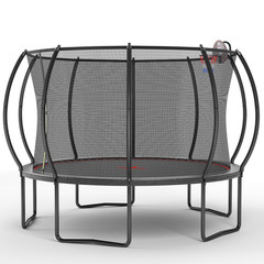 YC 12FT Durable Pumpkin Trampoline with Basketball Hoop Board Ladder Inflator