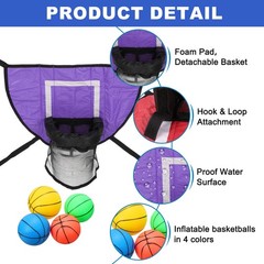 Trampolines Basketball Hoop, PVC Accessories with Pump & Mini Balls, Purple/Blue