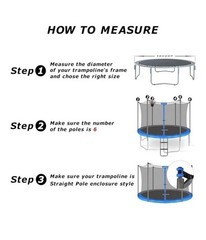 Trampoline Replacement Safety Enclosure Net 15 ft, 6 Straight Poles Round Frame
