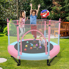 5FT Kids Trampoline Indoor Outdoor Safety Enclosure Net Mini Basketball Jump Mat