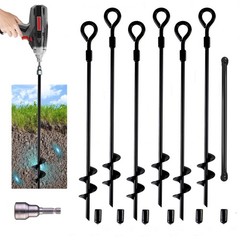 18 in Ground Anchors – Metal Spiral Stakes for Dog Tie Out & Tent, 6 Pack