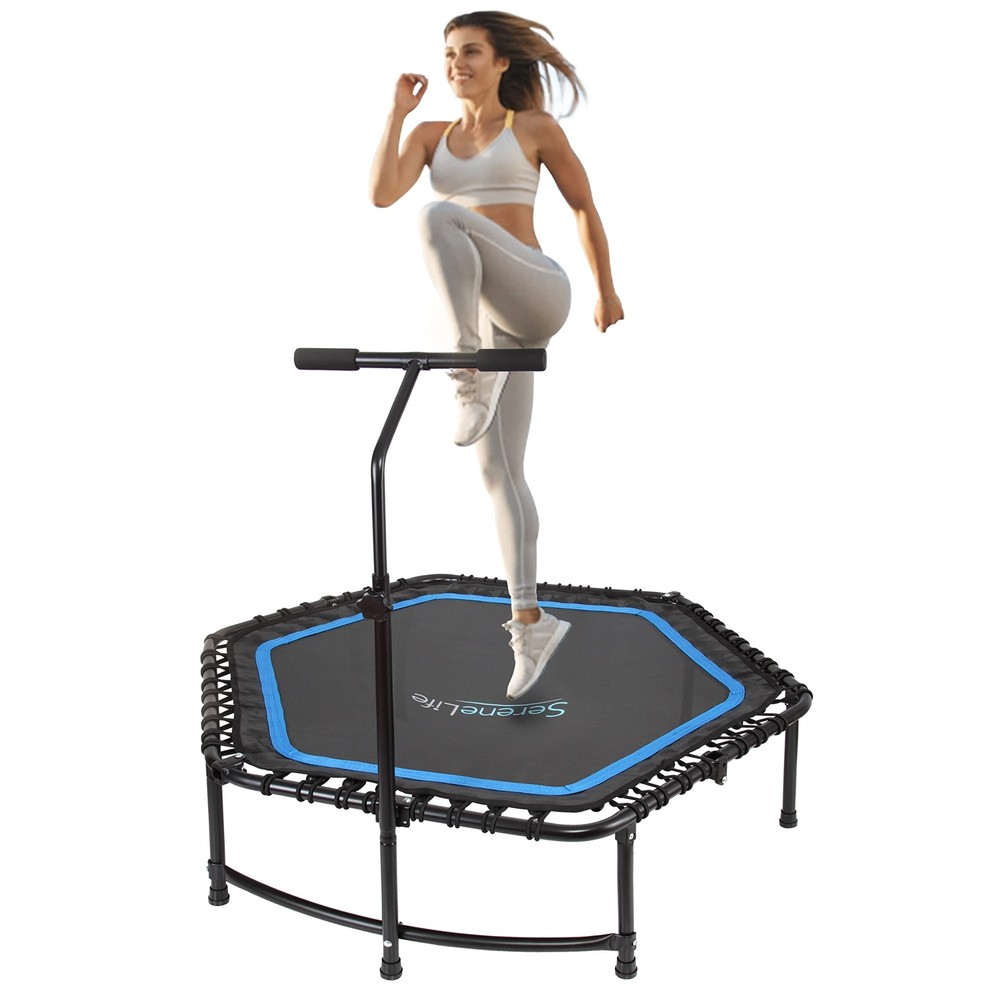 SereneLife Trampoline 40″/50″ – in-Home Cardio Fitness Rebounder with Adjusta…
