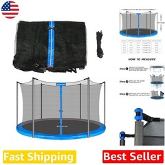 Heavy Duty 14ft Round Trampoline Net – Blue, Triple Stitched, Safety Straps