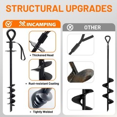 Ground Anchors Screw in – 4 Pack Ground Anchors with Power Nut and Tool,Swing…