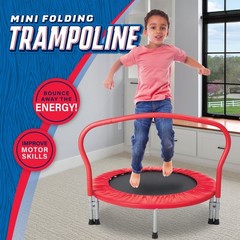 3 Foot Folding Trampoline 36 Inch Diameter Ages 3 & Up W/ Safety Pad & Handle