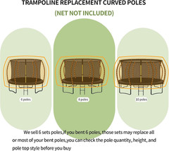 6 PCS Trampoline Curved Pole Replacement, Universal Curved Enclosure Net Poles f