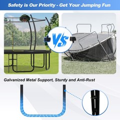 12ft 14ft 16ft Outdoor Round Trampoline with Basketball Hoop for Kids & Adult