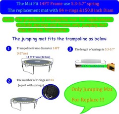 Trampoline Replacement Mat,Mat Diameter:11.97-12.56FT,Fits 14ft Trampoline Fr…