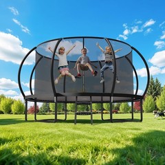 Trampoline Outdoor 10 FT Trampolines W/ Enclosure Net & Ladder，Round