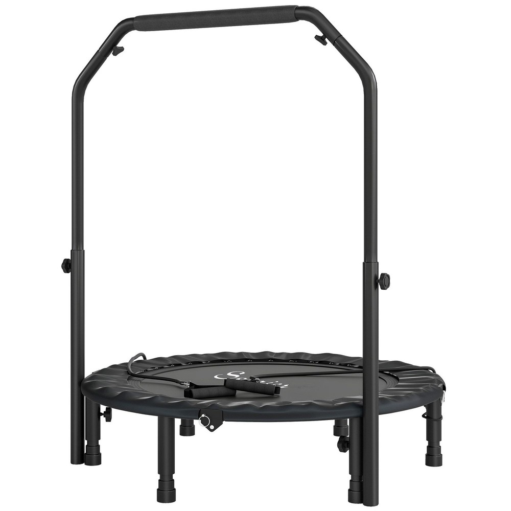 40″ Mini Exercise Trampoline Rebounder w/ Adjustable Handle – Adult Cardio Gym