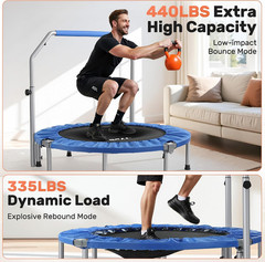 BCAN SP2 40/48″ Foldable Mini Trampoline Max Load 330Lbs/440Lbs, Fitness Rebound