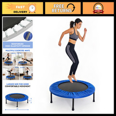 40″ Fitness Trampoline Rebounder with Adjustable Foam Handle – Home Workout Gym