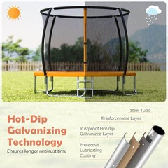 Outdoor Trampoline w/Safety Enclosure Net and Anti-Rust Galvanized Steel Frame