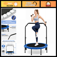 40″ Fitness Trampoline Rebounder with Adjustable Foam Handle for Home Workouts