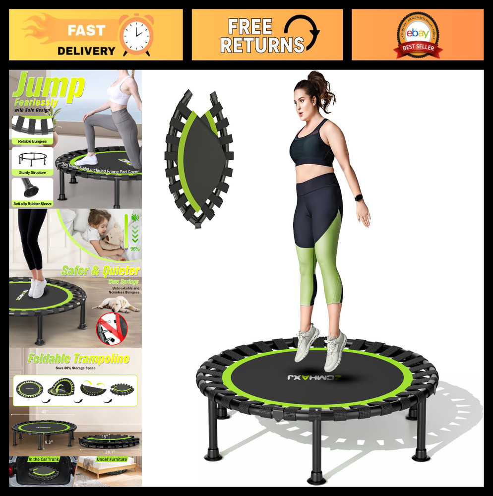 Foldable Mini Trampoline 36″/40″/48″ for Adults & Kids, 440lbs Capacity Indoor F