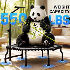 50” Indoor Trampoline for Adults with Bar – 550LBS Fitness Rebounder