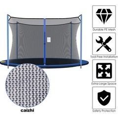 12-15ft Trampoline Replacement Jumping Mat & Saftey Net Netting Round 4/6/8 pole