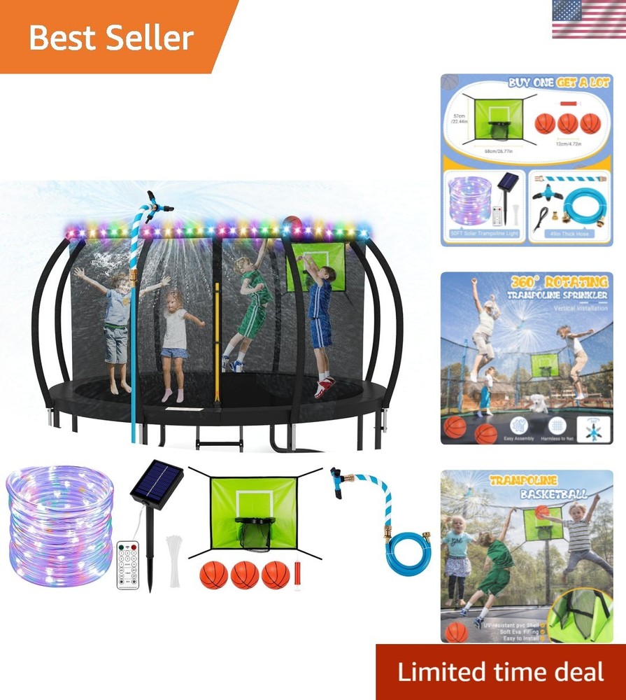 Trampoline Accessories Kit Kids,Basketball Hoop with 3 Mini Basketballs,50FT …