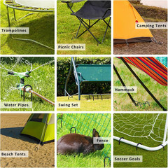 RIY Trampoline Stakes Anchors High Wind Heavy Duty Tent Stakes 12 Inch Ground An