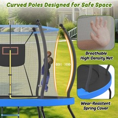 8ft 10ft Trampoline with Basketball Hoop & Ladder Outdoor Backyard Trampolines