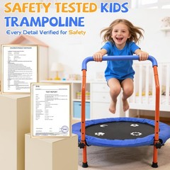 36″ Kids Trampoline – ASTM Certified Foldable Indoor/Outdoor Mini Rebounder, Saf