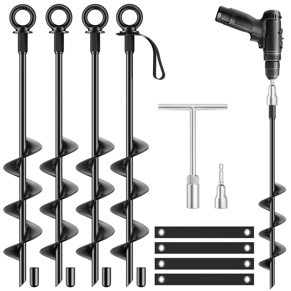 18 Inch Ground Anchors 4 Packs Heavy Duty Fully Welded Trampoline Stakes Scre…