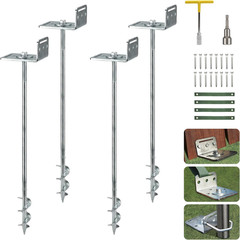 24-Inch Ground Anchors Screw In, Heavy Duty Trampoline Anchor Kit with L Bracket