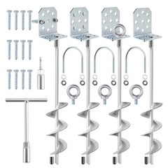 Swing Set Anchors 20″ – 4 Pack Heavy Duty Ground Anchors Screw in with L-Brac…