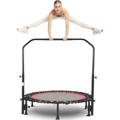 40″ Fitness Mini Trampoline for Adults Indoor Exercise Rebounder with Handle Bar