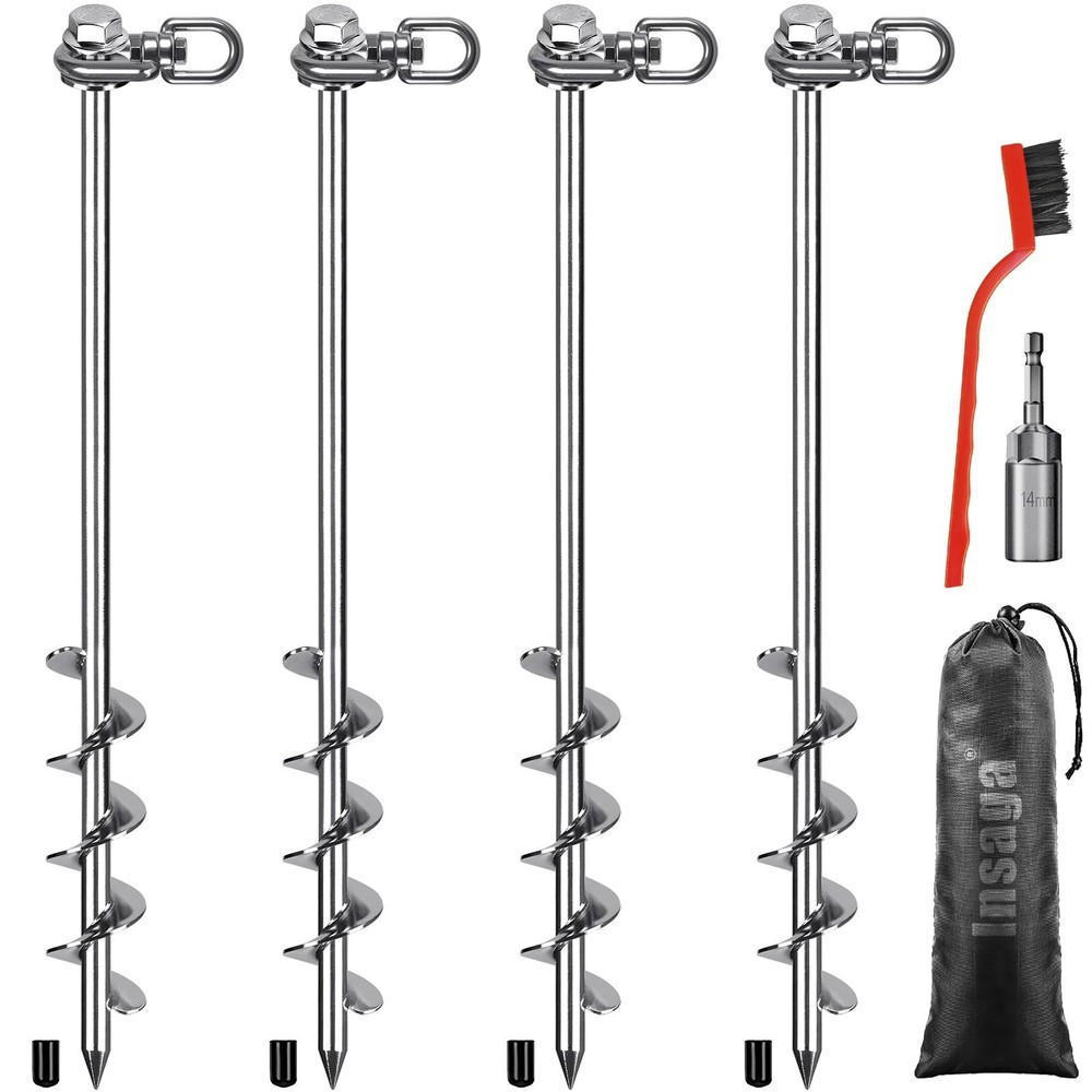 Insaga 14″/24″ Ground Anchors with a Hex Head and 360° Swivel Adjustment (4Pa…