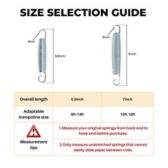 Heavy Duty Stainless Steel Trampoline Springs 5.5-7 Inch Replacement Set of 16