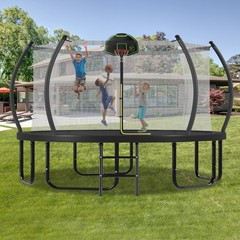 12ft 14ft 16ft Outdoor Round Trampoline with Basketball Hoop for Kids & Adult