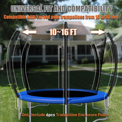 6PCS Trampoline Replacement Curved Pole, Universal Trampoline Enclosure Pole Fit