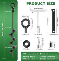 18 Inch Ground Anchors 4 Packs Heavy Duty Fully Welded Trampoline Stakes Scre…