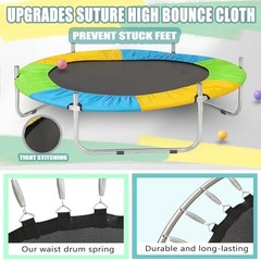 Kids Trampoline 55 Inch Enclosure Net Basketball Hoop 440lbs