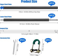 Trampoline Poles Replacement, Universal Trampoline Replacement Enclosure Pole…