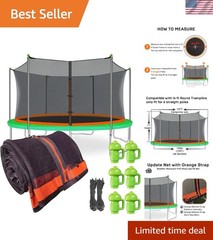 Weather-Resistant 14ft Trampoline Net Replacement – Includes 6 Pole Caps & Cords