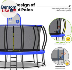 1800LBS Capacity No-Gap Design 16 15 14 12FT Trampoline with Safety Enclosure Ne