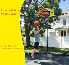 Trampoline Basketball Hoop with Adjustable Mount, Mini Ball & Pump Included