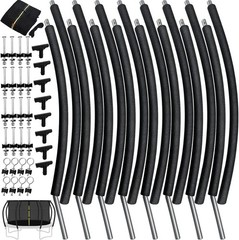 10Ft 8 Pcs Trampoline Curved Poles Replacement with Enclosure Net, T Connector