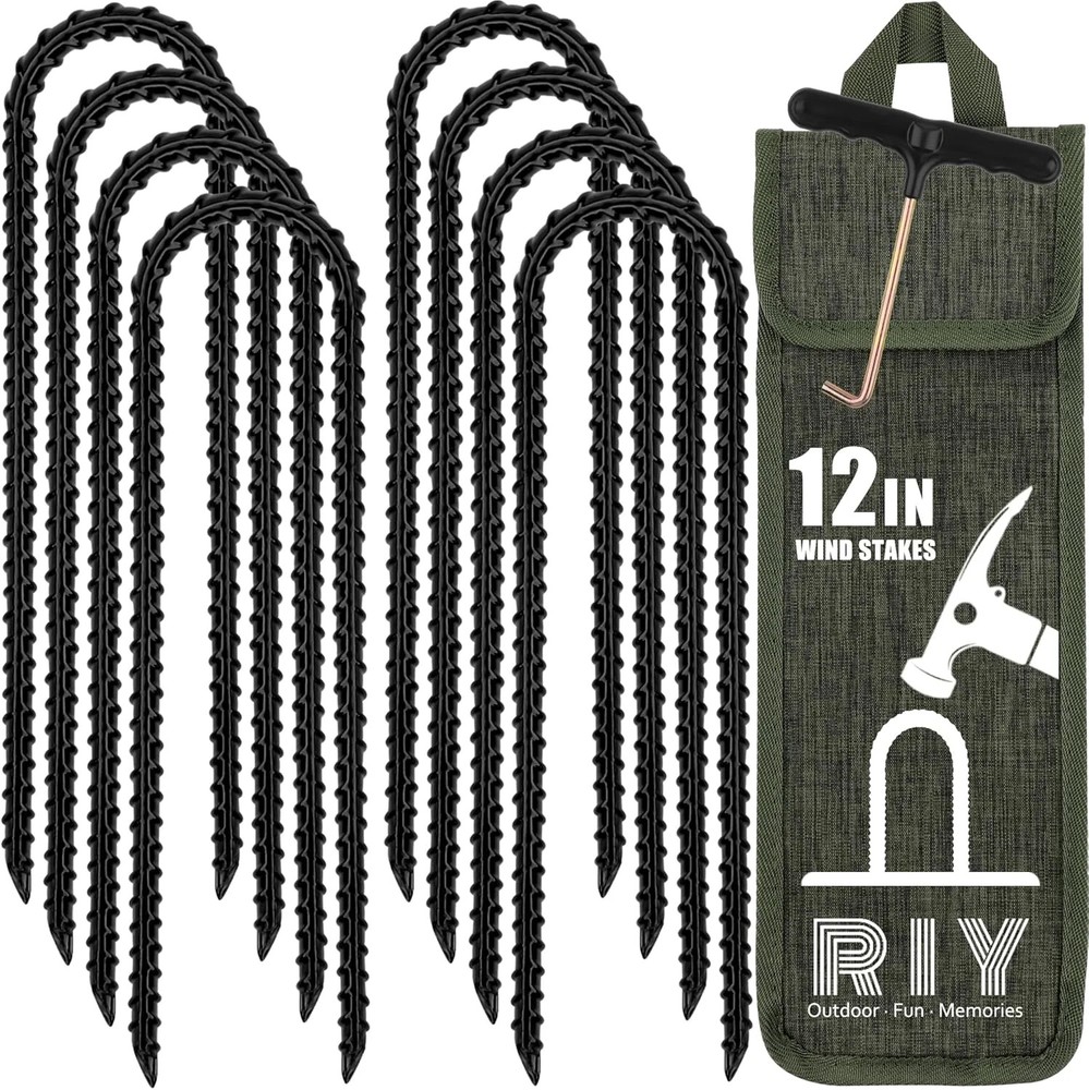 RIY Trampoline Stakes Anchors High Wind Heavy Duty Tent Stakes 12 Inch Ground An