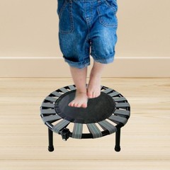 Mini Trampoline Portable with Rubber Foot Pads Compact Quiet Sturdy Jump Bed for