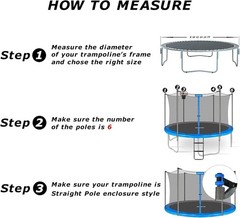 Zoomster Trampoline Replacement Safety Enclosure Net for 12 FT 6 Straight Poles